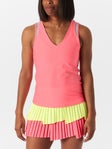 Lucky In Love Wms Shimmer V-Neck Tank Flamingo XS