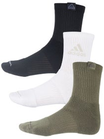 adidas Men's Cushioned 3.0 3-Pack Quarter Sock Gr/Br/Bk