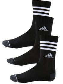 adidas Men's Cushioned 3-Stripe 3-Pack Crew Sock Black