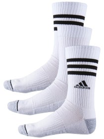 adidas Men's Cushioned 3-Stripe 3-Pack Crew Sock White