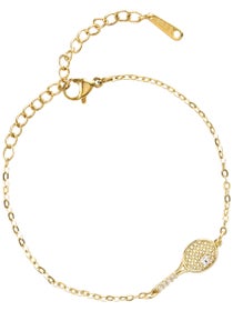 Born To Rally Tennis Racquet CZ Ball Bracelet - Gold