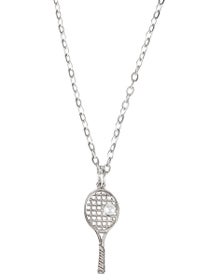 Born To Rally Tennis Racquet Pearl Necklace - Silver