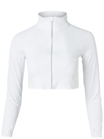 BloqUV Women's Full Zip Crop Long Sleeve Top - White