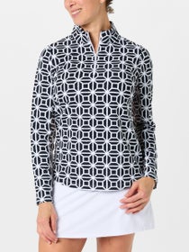 IBKUL Women's Carolyn LS Zip Mock - Black