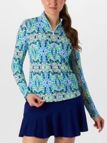 IBKUL Women's Ridley Long Sleeve Zip Mock - Navy