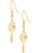 Born To Rally Racquet Rhinestone Dangle Earrings - Gold