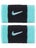 Nike Swoosh Doublewide Wristbands 2Pk Black/Turq
