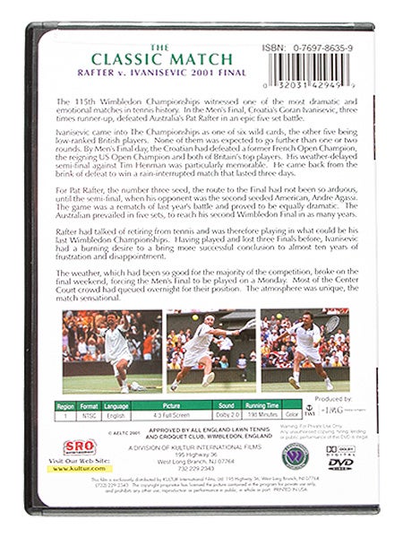 Wimbledon - 2001 Rafter v. Ivanisevic DVD