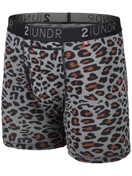 2UNDR Mens Swing Shift 6 Boxer Brief- Leopard