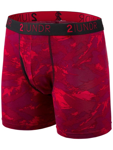 2UNDR Mens Swing Shift 6 Boxer Brief- Red Storm