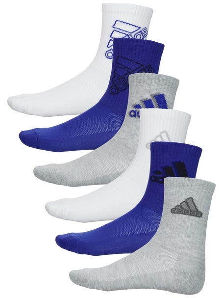 adidas Youth Cushioned 2.0 Crew 6-Pack Sock Blue/Grey