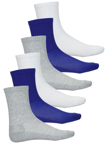 adidas Youth Cushioned 2.0 Crew 6-Pack Sock Blue/Grey