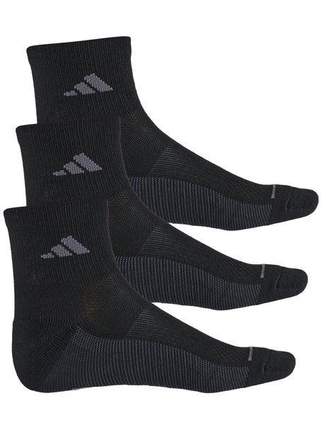adidas Mens All Day Training 3-Pack Quarter Sock Black