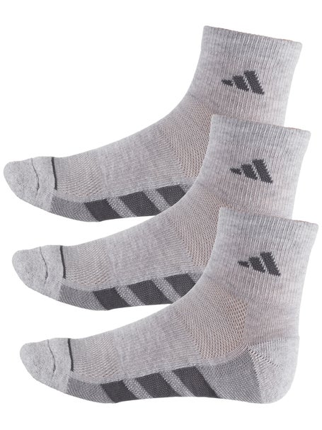 adidas Mens All Day Training 3-Pack Quarter Sock Grey