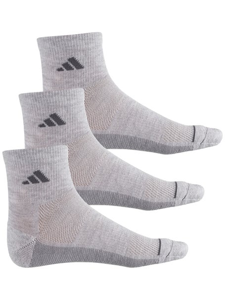 adidas Mens All Day Training 3-Pack Quarter Sock Grey