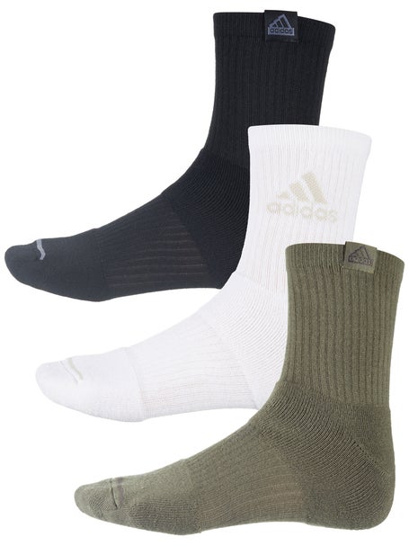 adidas Mens Cushioned 3.0 3-Pack Quarter Sock Gr/Br/Bk