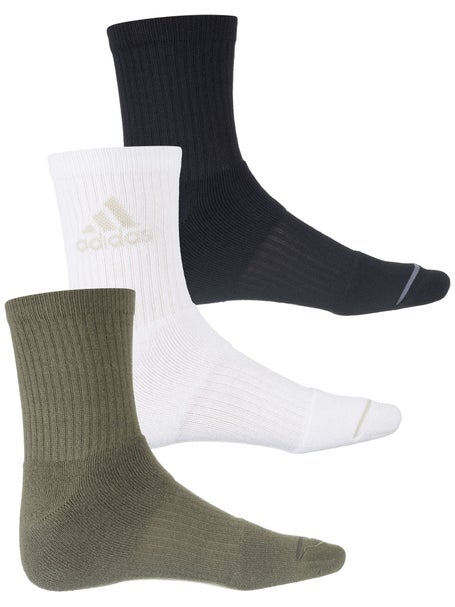 adidas Mens Cushioned 3.0 3-Pack Quarter Sock Gr/Br/Bk