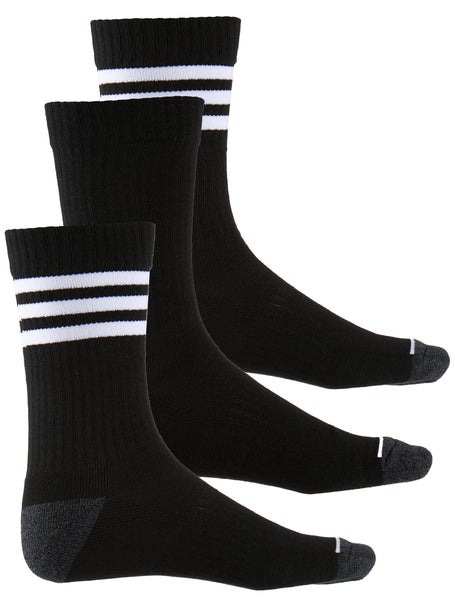 adidas Mens Cushioned 3-Stripe 3-Pack Crew Sock Black