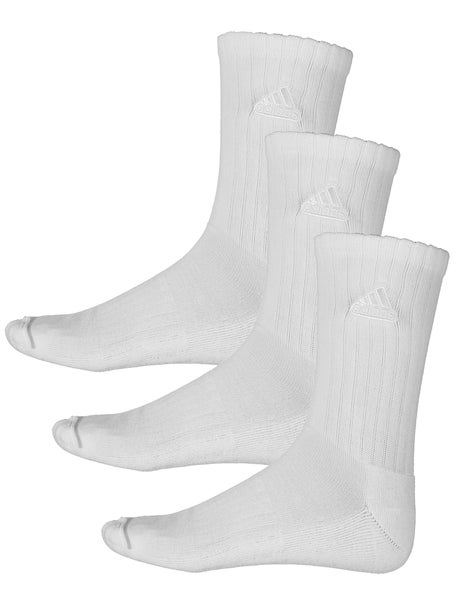 adidas Mens Classic Cushion 2.0 3-Pack Crew Sock White