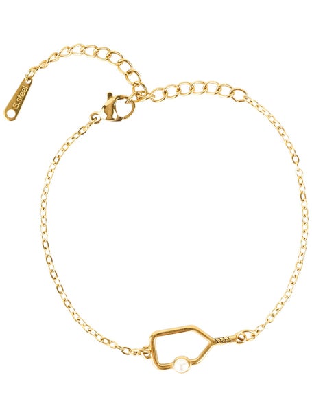 Born To Rally Pickleball Pearl Chain Bracelet - Gold