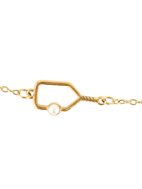 Born To Rally Pickleball Pearl Chain Bracelet - Gold
