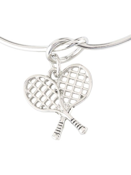 Born To Rally Tennis Knot Racquet Bracelet - Silver