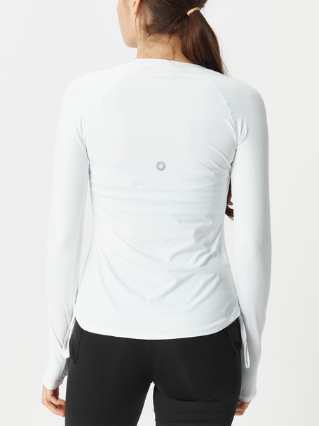 BloqUV Womens Drawstring Long Sleeve Top - White
