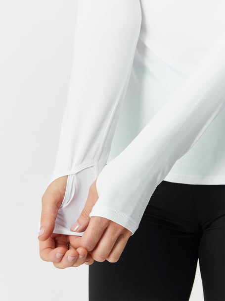 BloqUV Womens Drawstring Long Sleeve Top - White