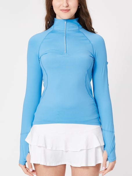 BloqUV Womens Half Zip Top - Ocean Blue