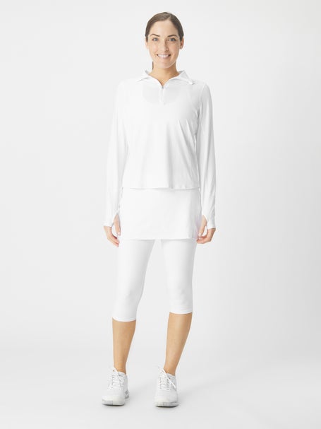 BloqUV Womens Relaxed 1/2 Zip Top - White