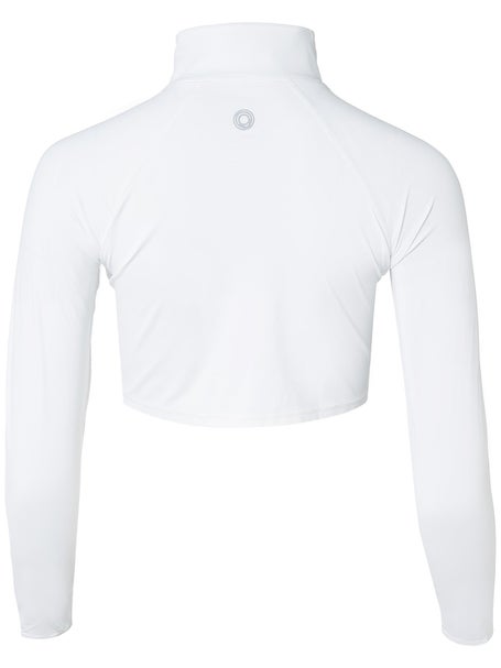 BloqUV Womens Full Zip Crop Long Sleeve Top - White