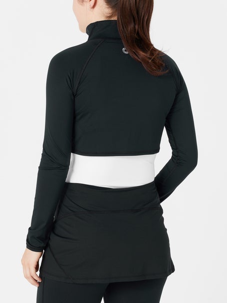 BloqUV Womens Full Zip Crop Long Sleeve Top - Black