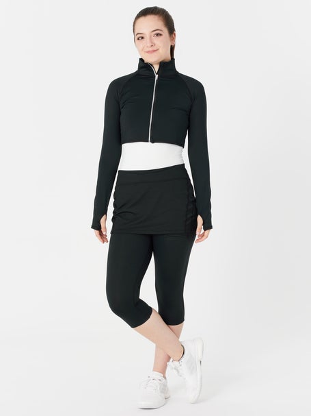 BloqUV Womens Full Zip Crop Long Sleeve Top - Black