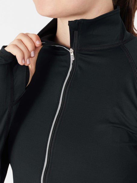 BloqUV Womens Full Zip Crop Long Sleeve Top - Black