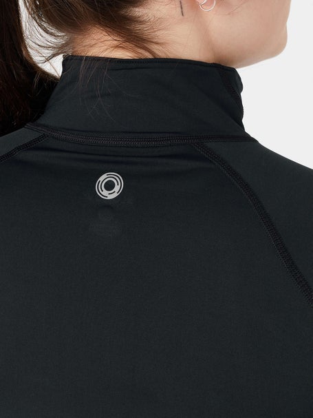 BloqUV Womens Full Zip Crop Long Sleeve Top - Black