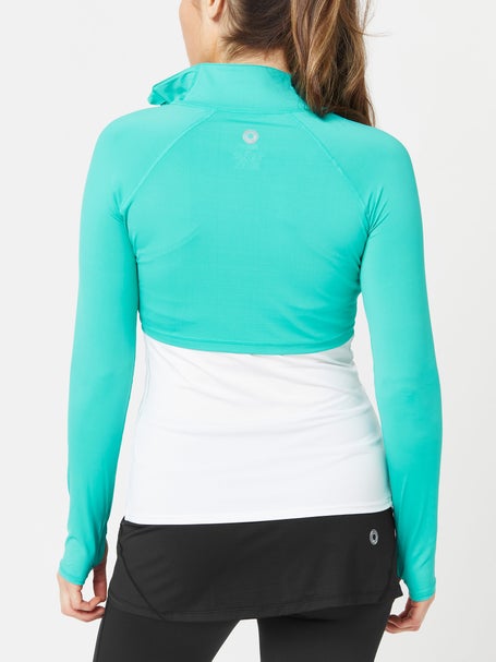 BloqUV Womens Full Zip Crop Long Sleeve Top - Blue