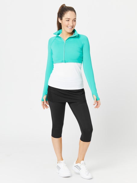 BloqUV Womens Full Zip Crop Long Sleeve Top - Blue