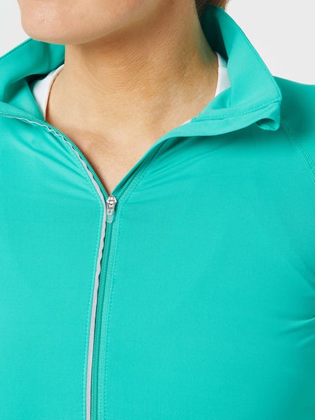 BloqUV Womens Full Zip Crop Long Sleeve Top - Blue