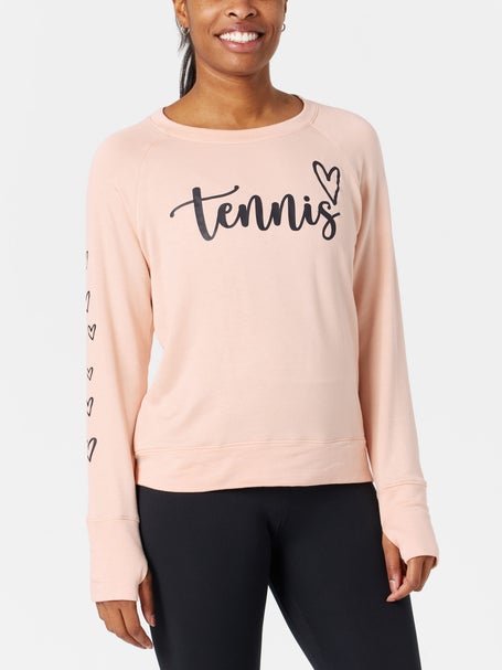 Bird & Vine Womens Cursive Tennis Fleece LS Top