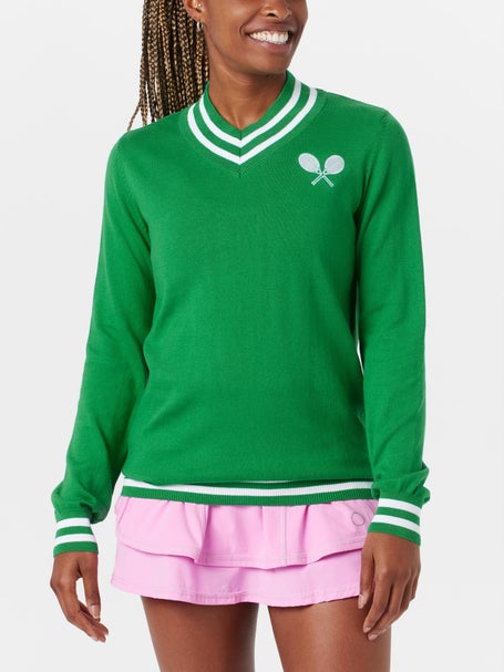 Bubble Womens Hatton Crossed Racquets Sweater - Green