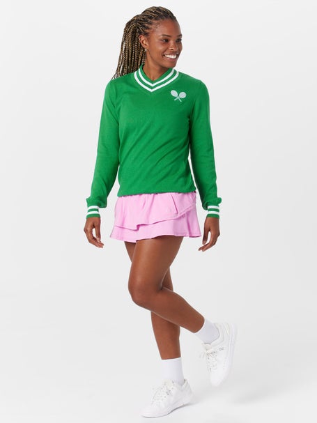 Bubble Womens Hatton Crossed Racquets Sweater - Green