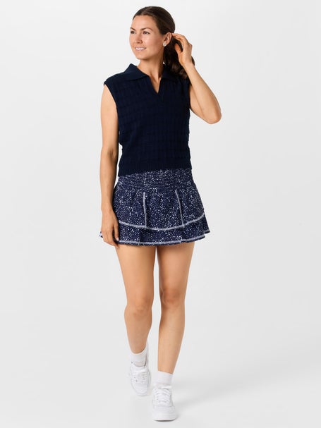 Bubble Womens Ruffle Skirt - Navy Dots
