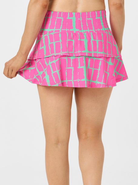 Bubble Womens Ruffle Skirt - Pink Geo