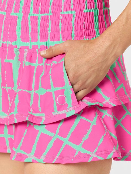 Bubble Womens Ruffle Skirt - Pink Geo