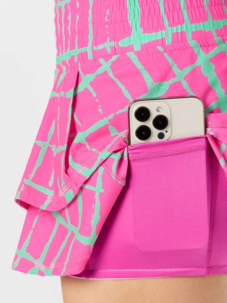 Bubble Womens Ruffle Skirt - Pink Geo