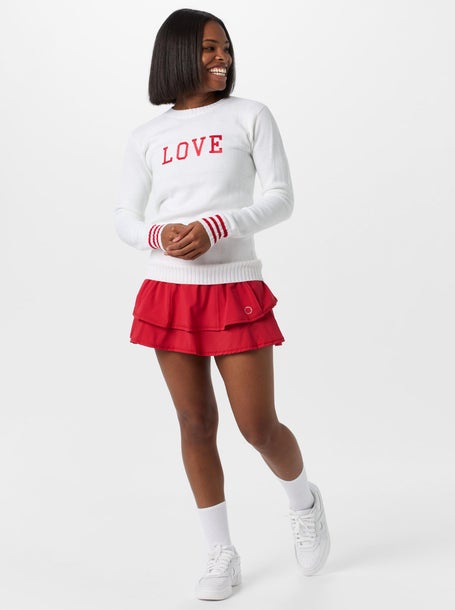 Bubble Womens Ruffle Skirt - Solid Red