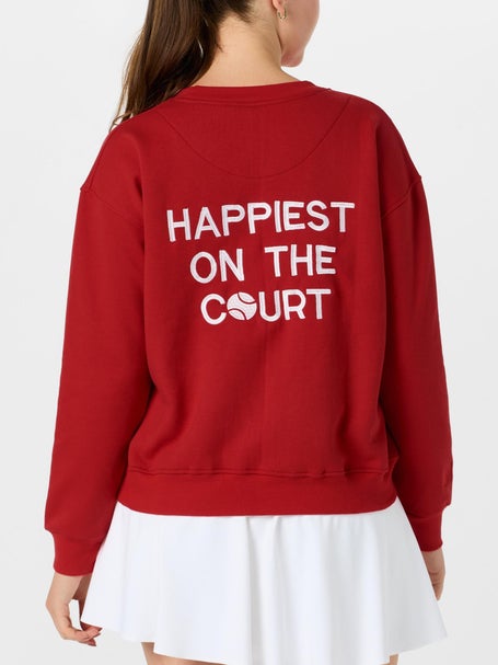 CourtLife Womens Happiest On The Court Tennis Crewneck
