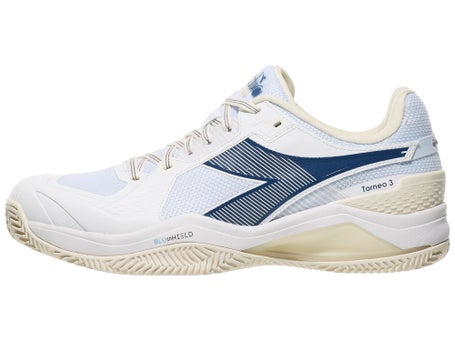 Diadora Blushield Torneo 3 Clay White/Blue Mens Shoes