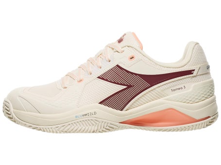 Diadora Blushield Torneo 3 Clay Wh/Maroon Womens Shoes