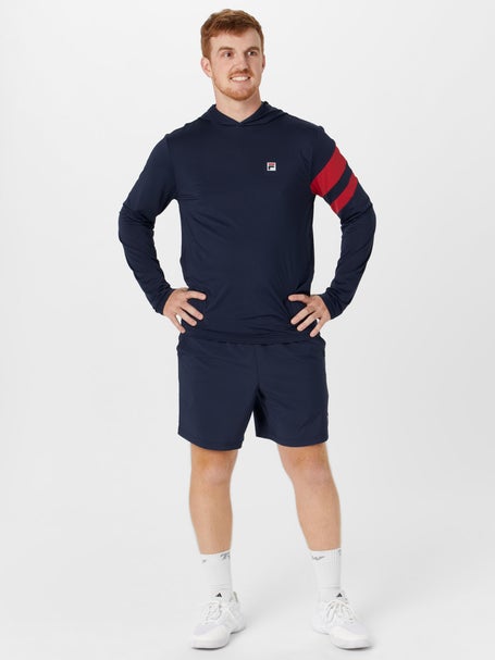 Fila Mens Essential Long Sleeve Hoodie - Navy/Red